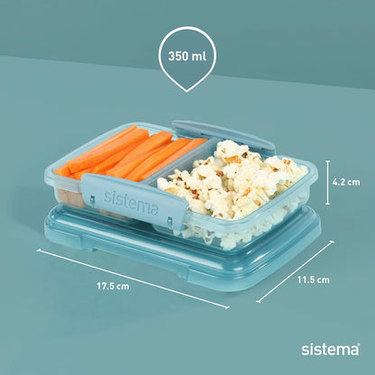 Sistema Ocean Bound Plastic Small Split Food Storage Container, 350 mL, BPA-Free, Teal or Blue (Not Selectable)