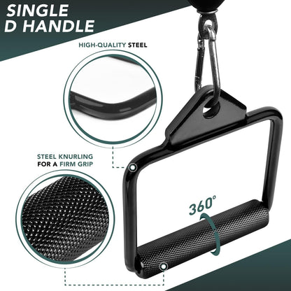 Yes4All Double D Row Handle Cable Attachment for Weight Workout, Cable Machine Accessories for Home Gym, LAT Pull Down V Bar with Capacity Up to 880LBS
