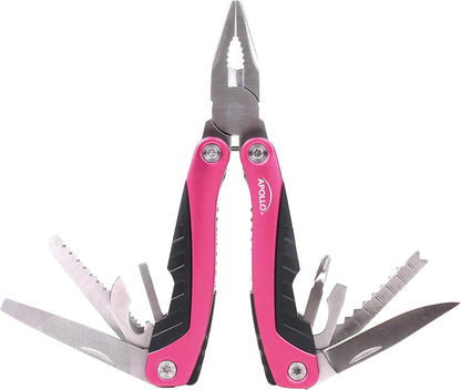 Apollo Tools 14-in-1 Pink Steel Pocket Multitool Pliers