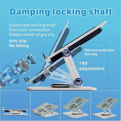 Adjustable Laptop Stand & Cooling Pad with Fan USB Hub Compatible with 10 to 15 Inches Notebook Computer, Ergonomic Computer Riser for Desk, Laptop Radiator-White