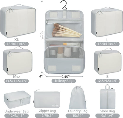 BAGAIL Pack of 10 Packing Cubes of Various Sizes for Travel Accessories Luggage Carry On Suitcase