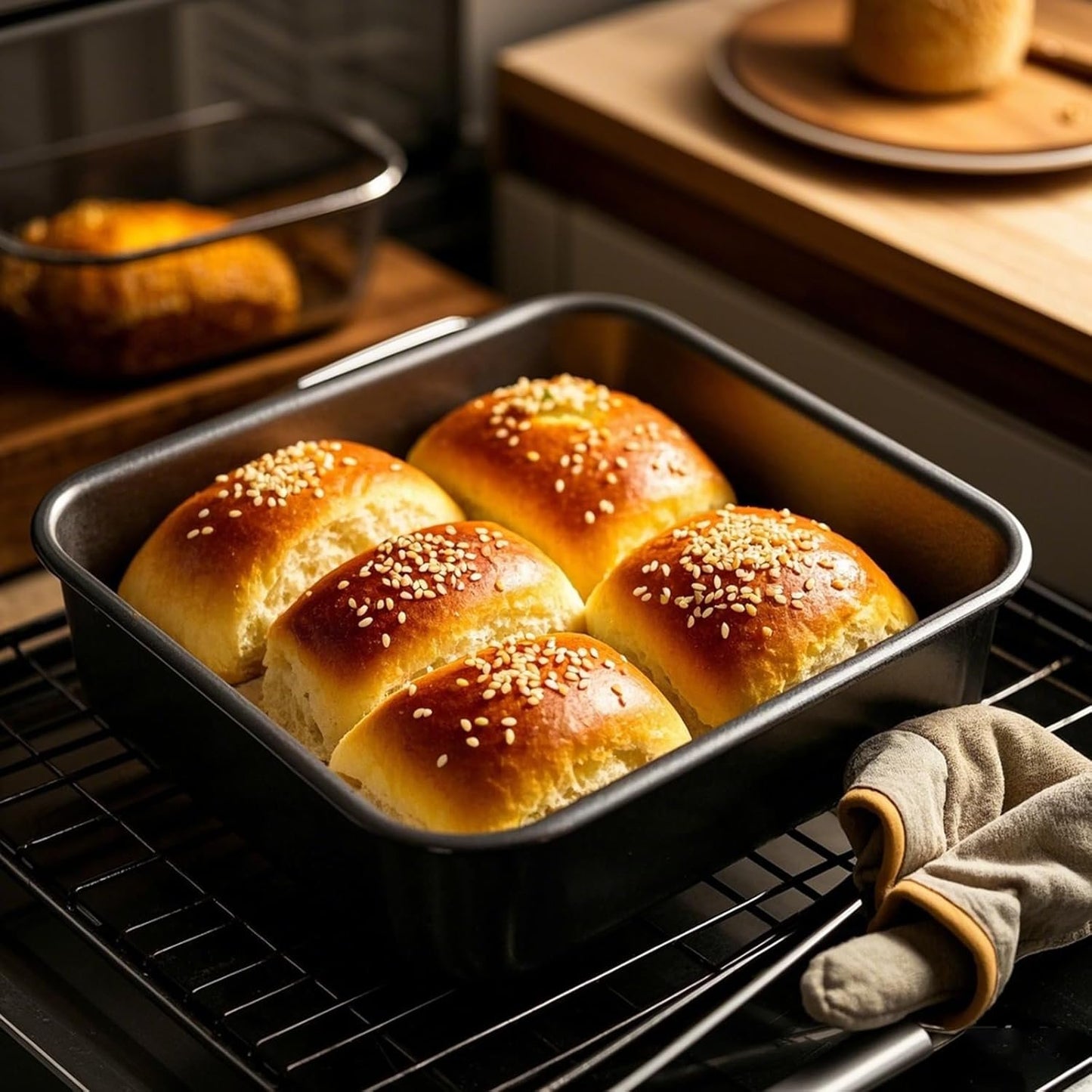 ZOENHOU 6 Set 8 Inch Baking Pan Square Cake Pan, Nonstick Bakeware Brownie Baking Pan, Carbon Steel Toaster Oven Square Sheet Pan