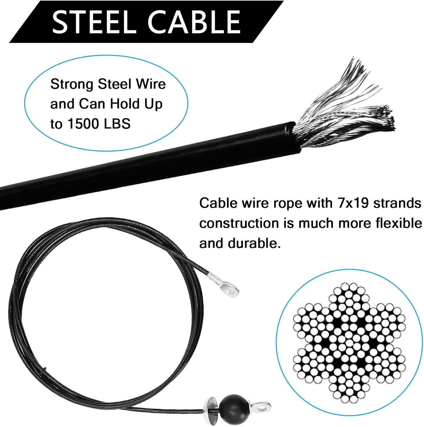 Taeku Fitness Pulley Cable, Heavy Duty 6mm Cable Steel Wire Rope Replacement Cable Machine Accessories for Home Gym Weight Lift Pulley System