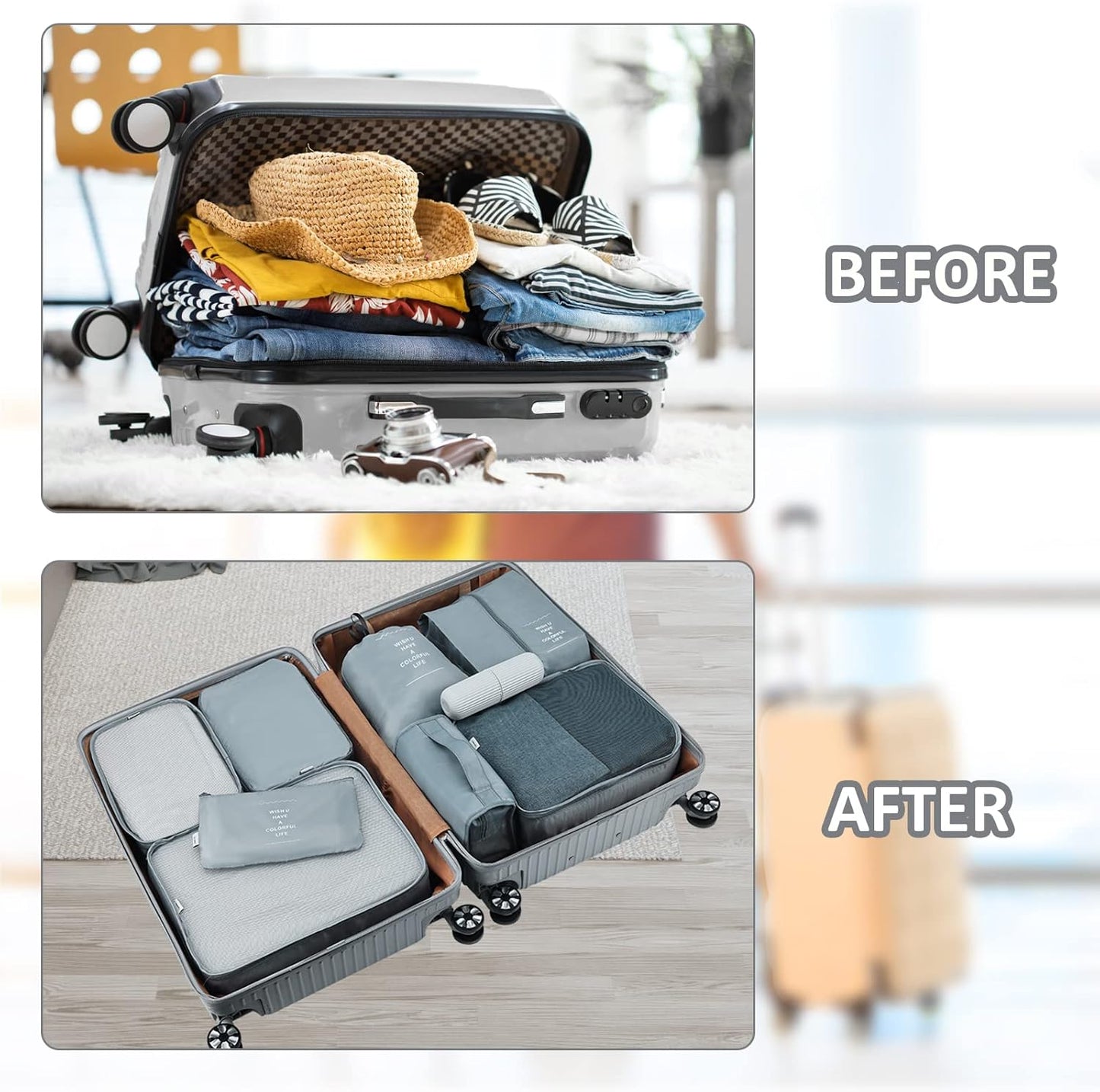 Joyoldelf Suitcase Organizer 9 Pieces Set, Packing Cubes for Packing Cube, Waterproof Travel Luggage Travel Organizer Set