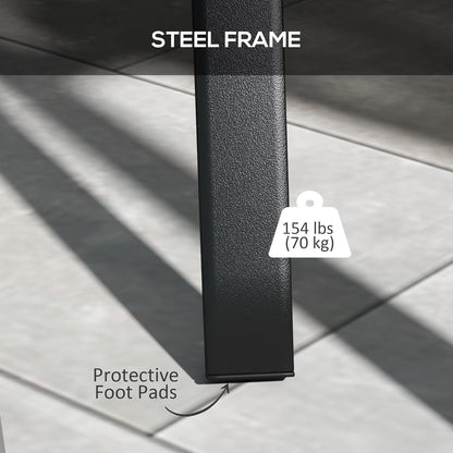 Outsunny Patio Table, 31.5" Square Outdoor Dining Table for 4 People with Steel Legs, Metal Tabletop, Umbrella Hole, for Garden, Backyard, Lawn, Balcony, Black