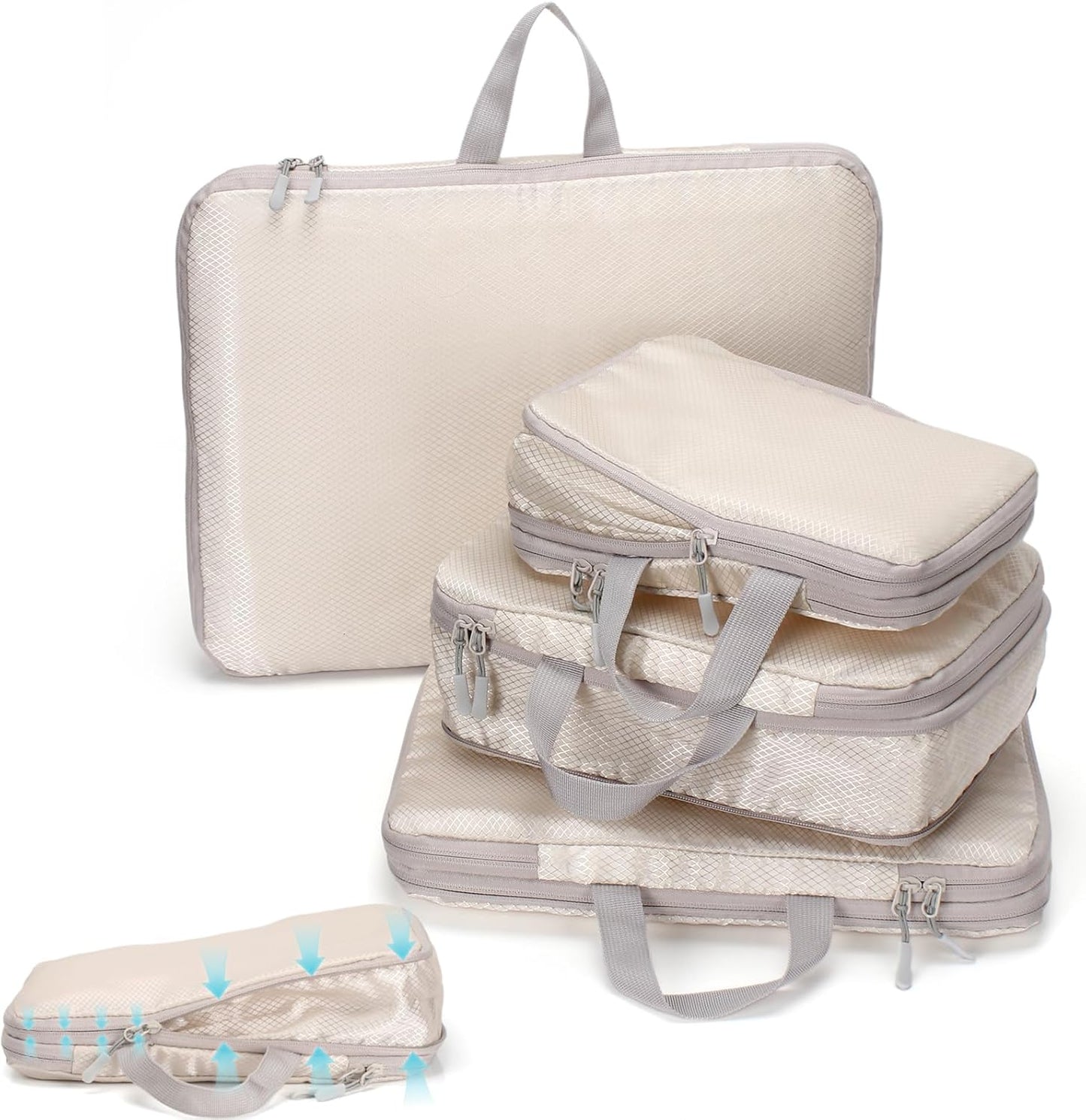 Euqvunn Set of Suitcase Organizer, Compression Packing Cube, Large Organizer Suitcase, Waterproof Underwear Travel Set for Backpacks, 4 Pieces Set