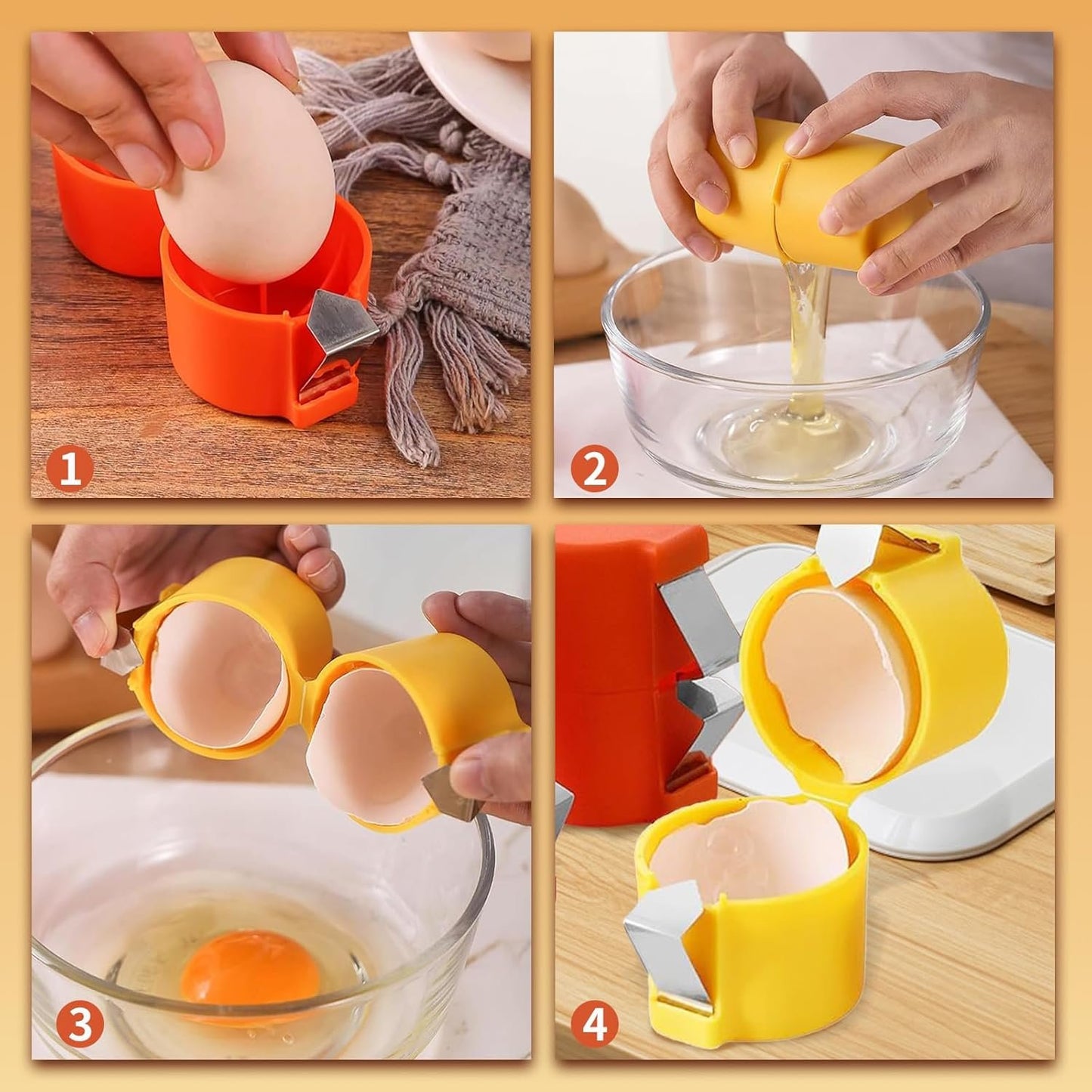 Egg Shell Opener, 3 Pack Egg Cracker Tool for Raw Eggs, Hard Boiled Egg Peeler Egg Cracking Tool Handheld Egg Slicer Kitchen Gadgets for Eggs Handheld Egg Slicer