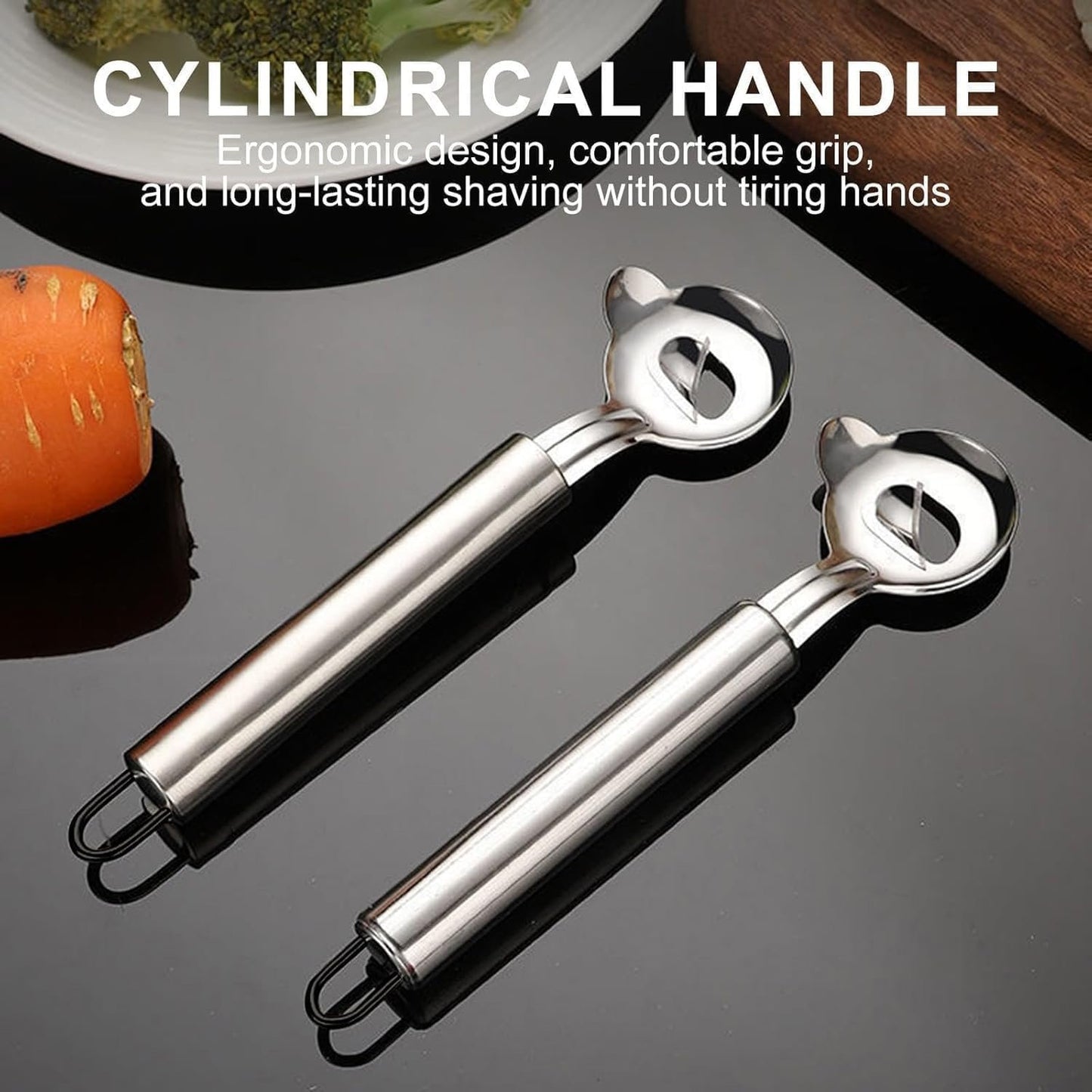 Cucchiaio pelapatate per cactus, in acciaio inossidabile, strumento multifunzionale per sbucciare i cactus, utensile da cucina con manico lungo, gadget da cucina per nopales e verdure (2 pezzi)