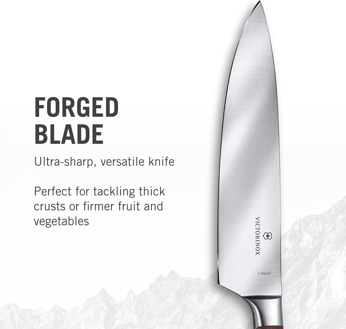 Victorinox Grand Maitre Chef's Knife - Sharp Kitchen Knife with Straight Edge - Ergonomic Cooking Knife - Premium Kitchen Essentials - Wood Handle, 8"