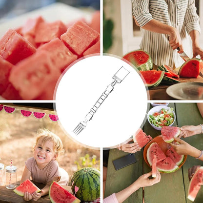 SHZONS Watermelon Fork,Watermelon Slicer Cutter Tool - Lightweight Stainless Steel 2-in-1 Splitters Easy-to-Use Rust-Proof for Cantaloupe Salad Meal Prep Kitchen Picnic Snacks