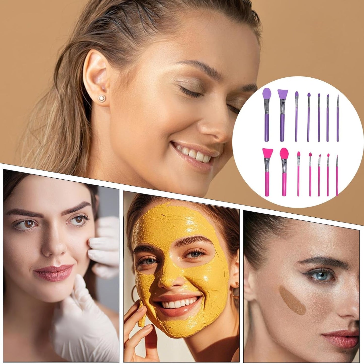 Silicone Makeup Brush, Lip Applicator Set, Eyeshadow Applying Kit, 5.51 Inches Versatile Cream Makeup Tool For Resin Epoxy Art Crafting And Beauty Accessories