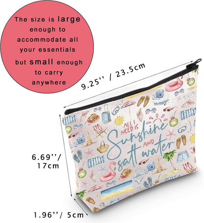Summer Girl Trip Gift for Beach Vacation Lover Ocean Saltwater Sunshine Cosmetic Toiletry Bag (Sunshine)