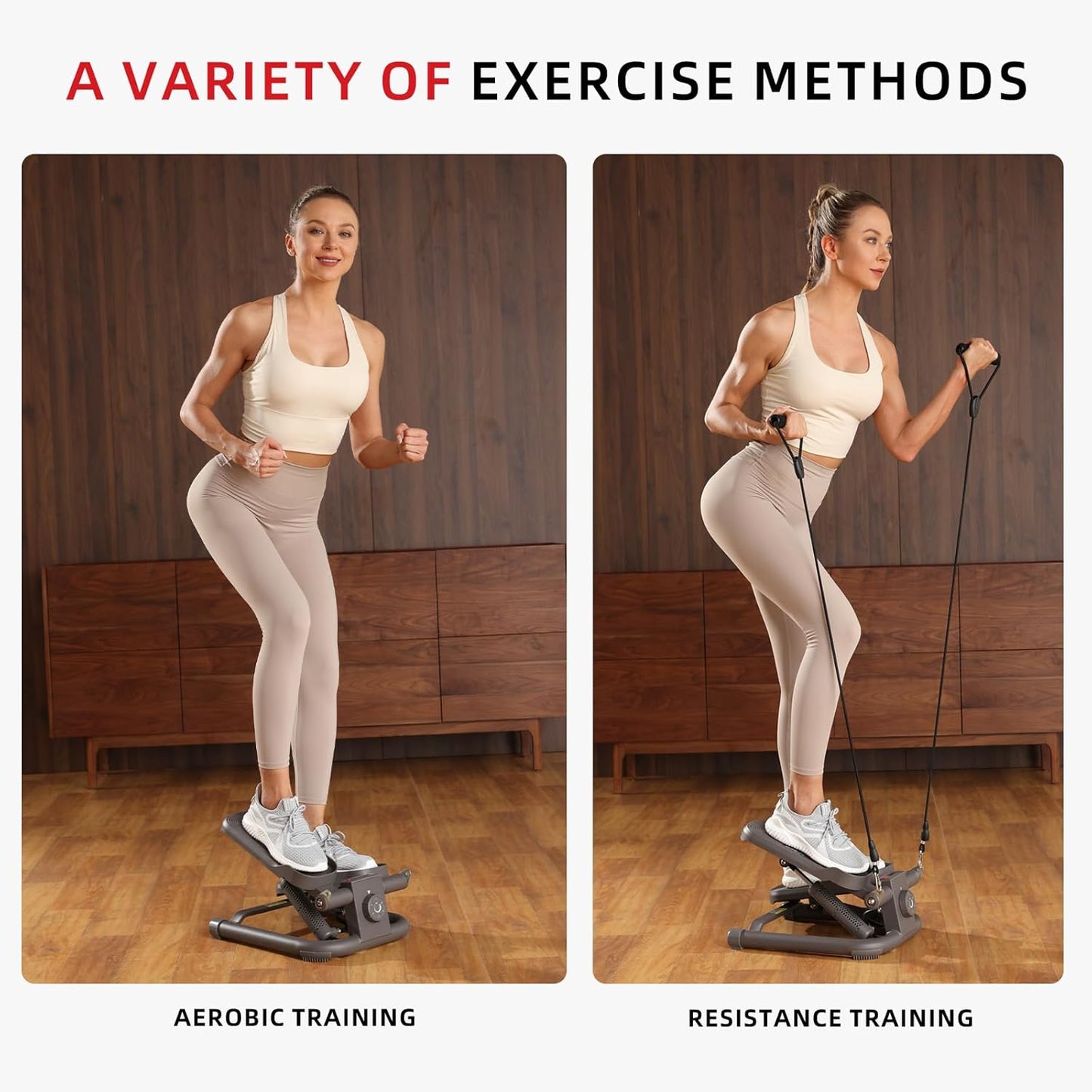 DHT,Stair Stepper with Resistance Band and Calories Count, Mini Stepper for Exercise，Health & Fitness Exercise Stepping Machine for Exercise Fitness Office Home Workout Equipment