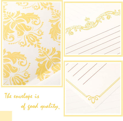 Eersida 150 Sheets Vintage Stationery Paper and Envelopes Letter Set Includes 100 Vintage Letter Writing Paper and 50 Envelope for Office Library(7.25 x 10.2 Inch,Lined Style)