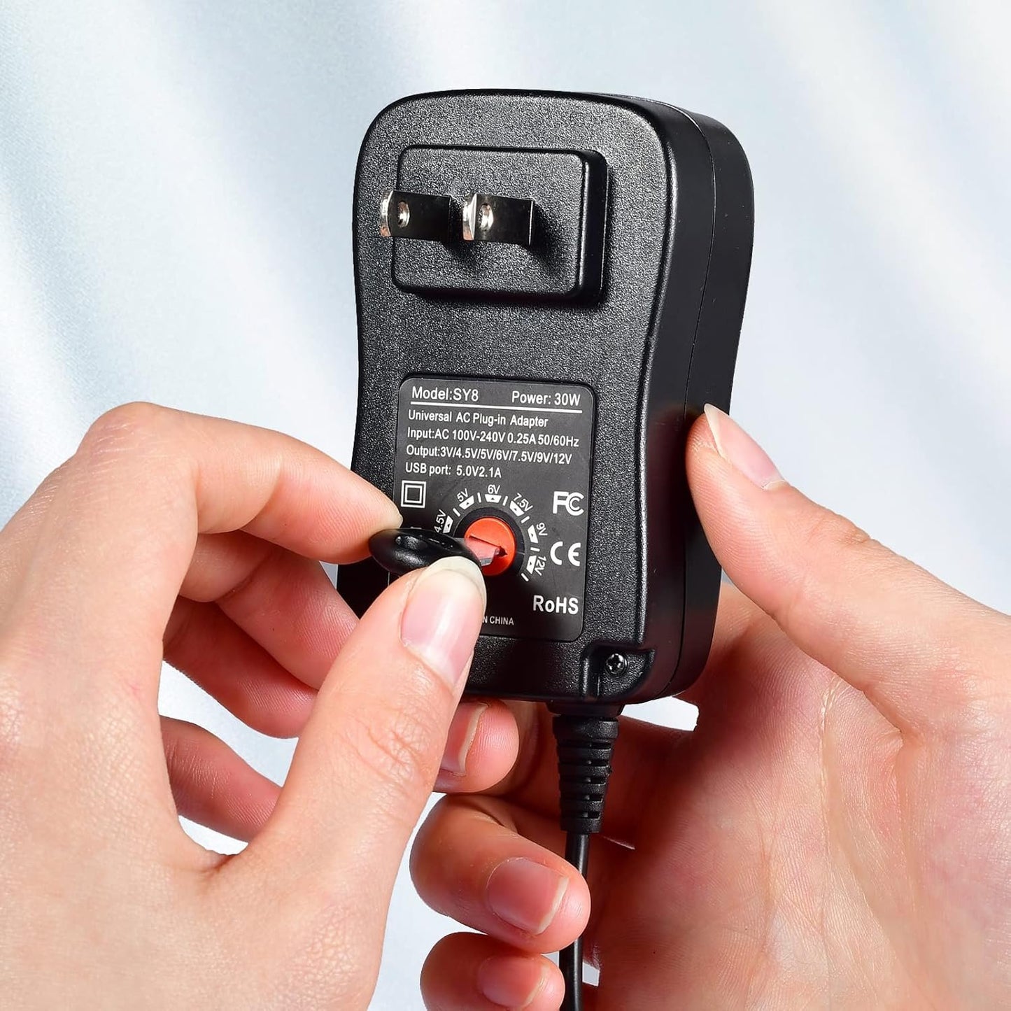 30W Universal Power Adapter, 3V 4.5V 5V 6V 7.5V 9V 12V Universal AC/DC Adapter, Adjustable 12V DC Power Supply for Household Electronics