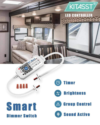 Smart DC 12V Dimmer Switch for LED RV Lights Interior, Halogen, Incandescent - RV Accessories, Auto, Truck, Camper, Puck and Strip Lighting