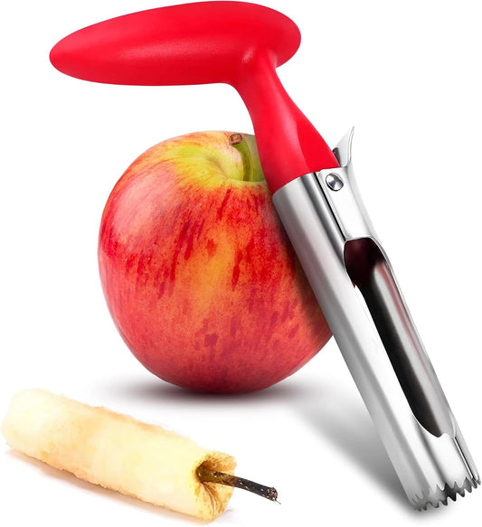 Apple Corer Tool â€“ Apple Core Remover with Ergonomic Plastic Red Handle, Durable Food-Safe Stainless Steel, 7.3" Easy to Use and Clean, Corer Tool Kitchen Essential for Fruit And Vegetable Prep