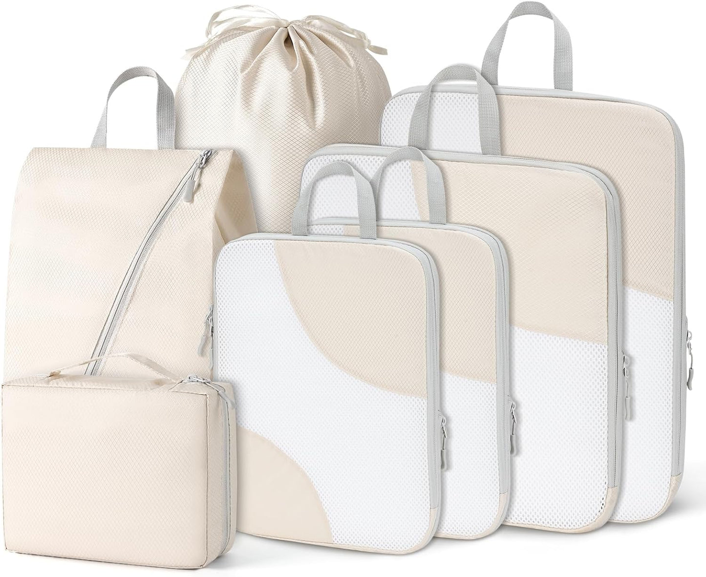 Joyoldelf Packing Cubes for Suitcases Beige