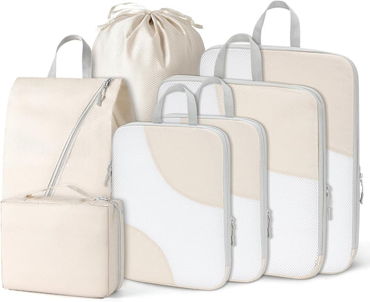 Joyoldelf Packing Cubes for Suitcases Beige