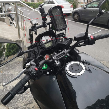 Motorcycle Brake Oil Tank + GPS Navigation Bracket, Phone Holder Modification Carbon Steel Fit for VERSYS650 KLE650 15-19