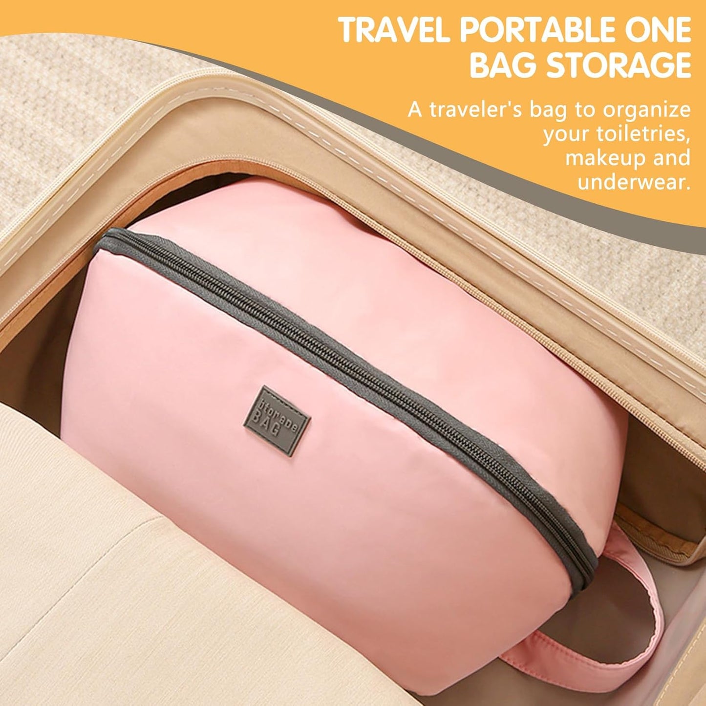 Women's Portable Lingerie & Bra Underwear Storage Bag - Large Travel Essential Packing Bag, Finishing Bag for Clothing Organization, Durable Clothes Storage Box, Travel Inner Bag (Pink)