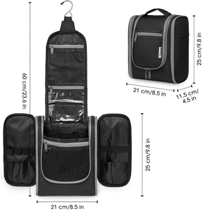 Narwey Hanging Travel Toiletry Bag Cosmetic Make up Organizer for Women and Men (Medium, Black)