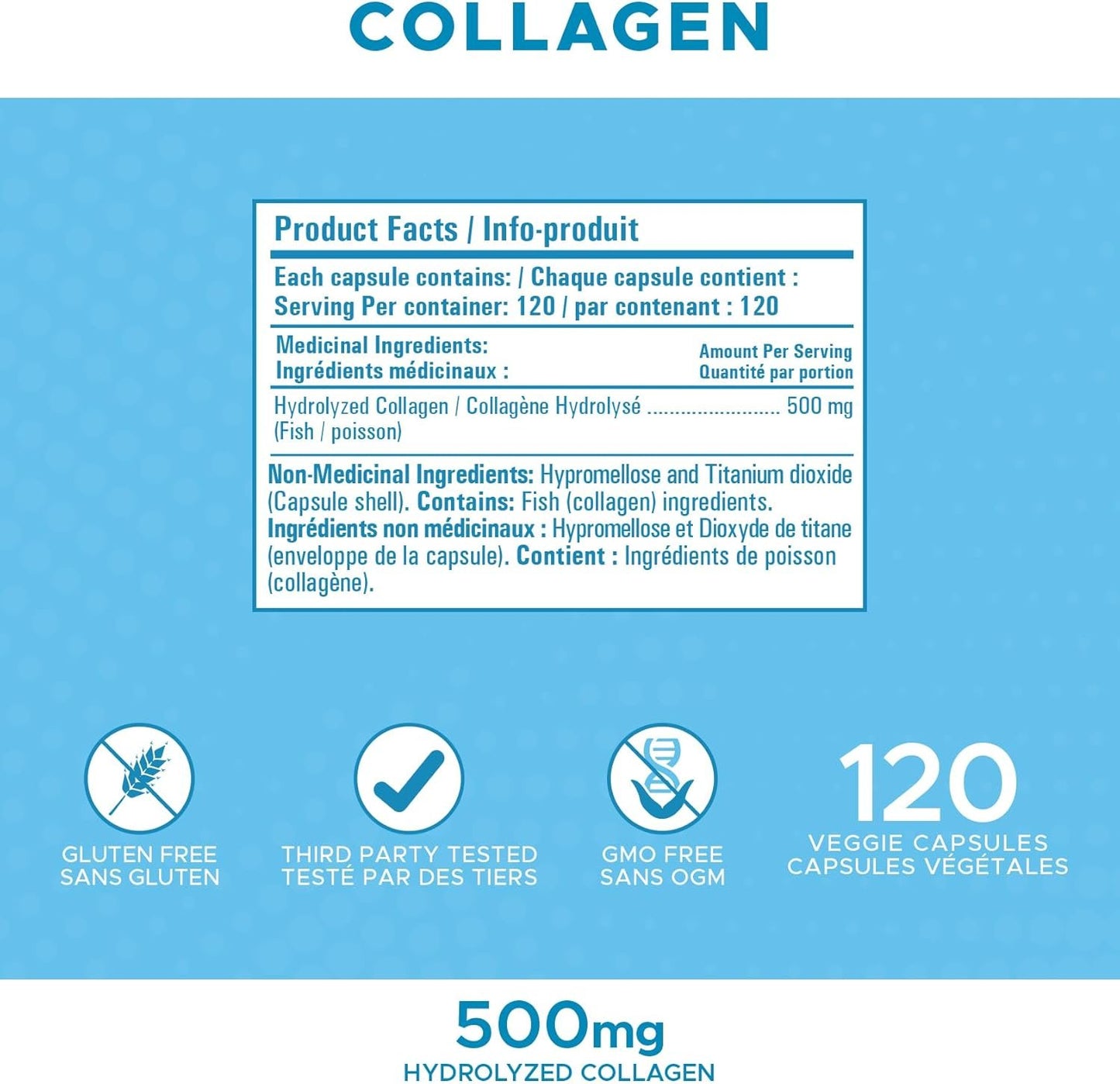 Revolution Nutrition Hydrolyzed Collagen, Help Joints, Muscles and Skin, 500mg, 120 Capsules