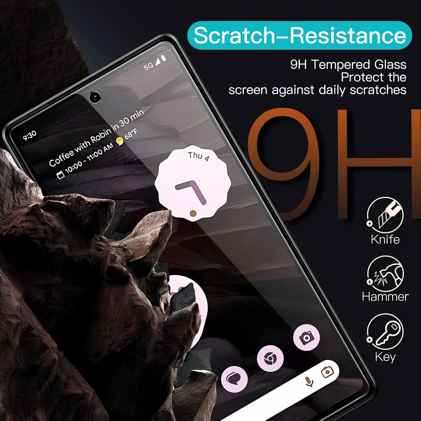 JETech Screen Protector for Google Pixel 7a 6.1-Inch, Fingerprint Compatible, Tempered Glass Film, HD Clear, 3-Pack