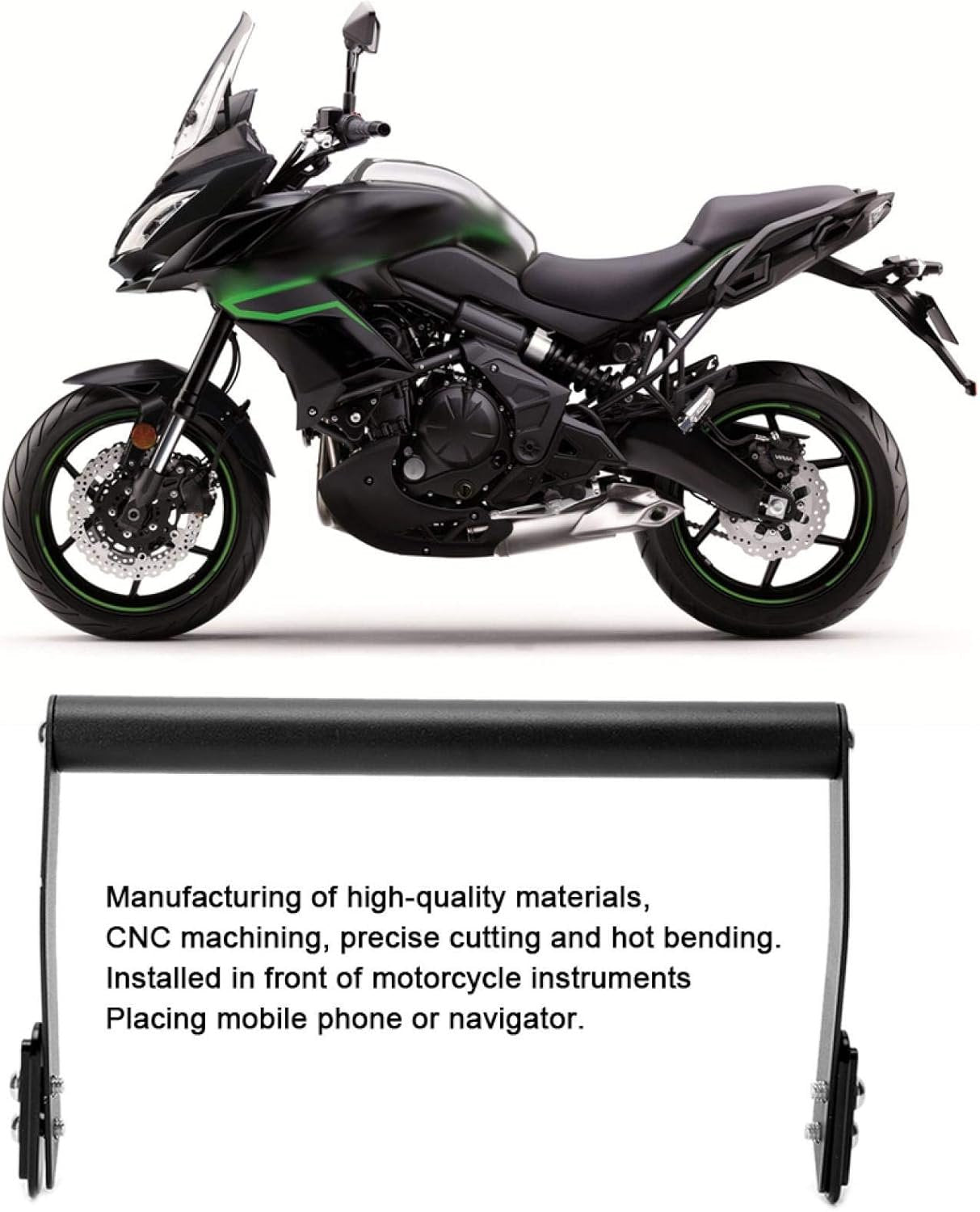 Motorcycle Brake Oil Tank + GPS Navigation Bracket, Phone Holder Modification Carbon Steel Fit for VERSYS650 KLE650 15-19