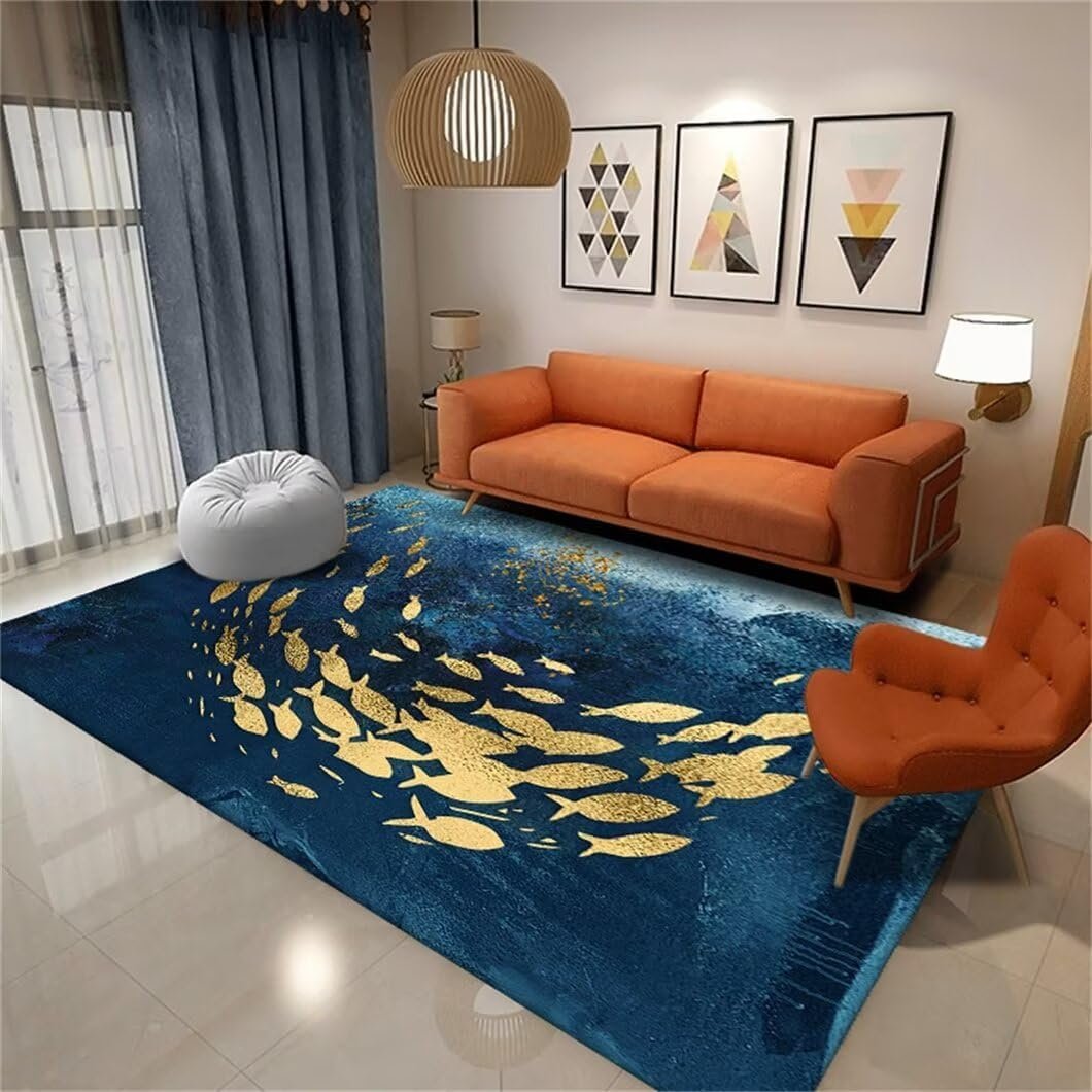 SUNYRDSM Children's Bedroom Rug for Children's Gym, Living Room Rug, Yellow, Print, Decoration, Bedroom Accessories, Washable, Carpets for the Bedroom, 160 x 200 cm