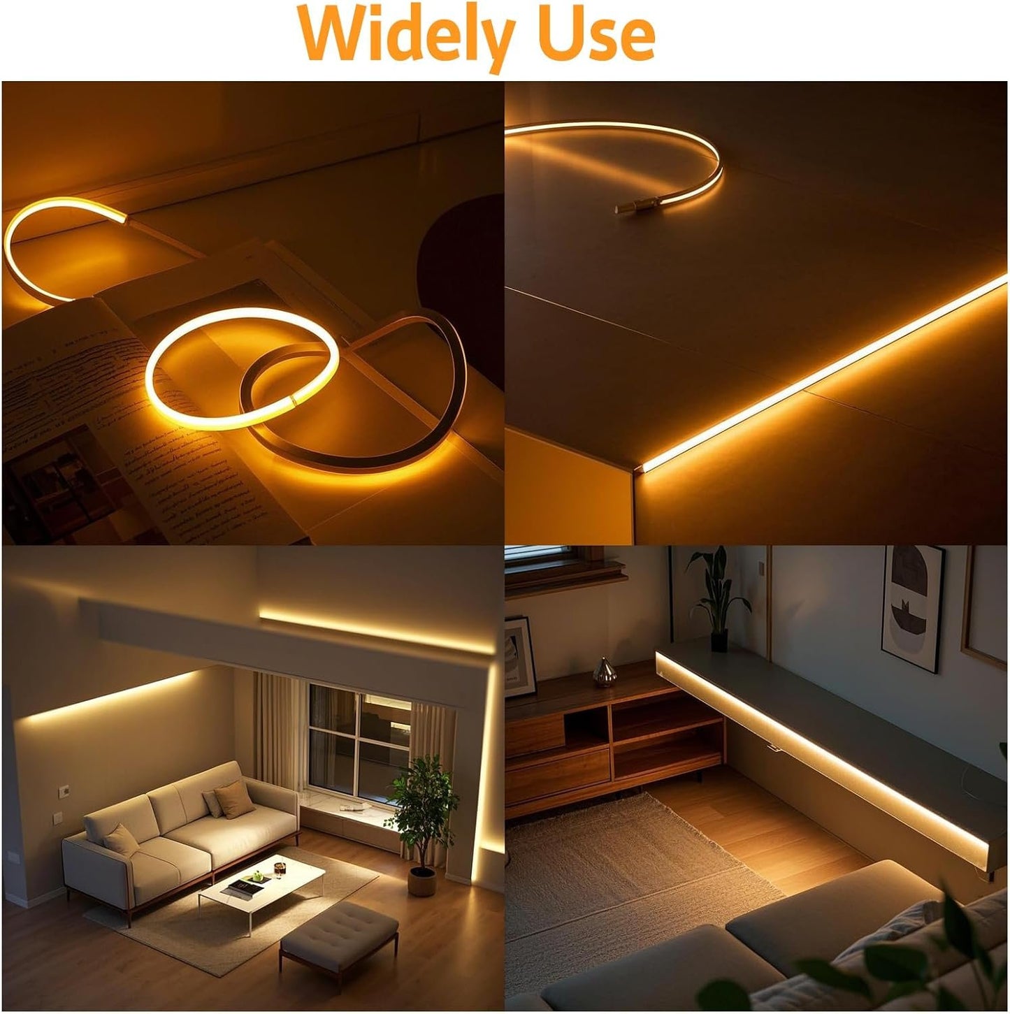 Smart LED Strip 5M/16.4FT Waterproof RGB Neon Rope Light with Bluetooth App Voice Control Music Sync with Alexa Google Assistant for Home