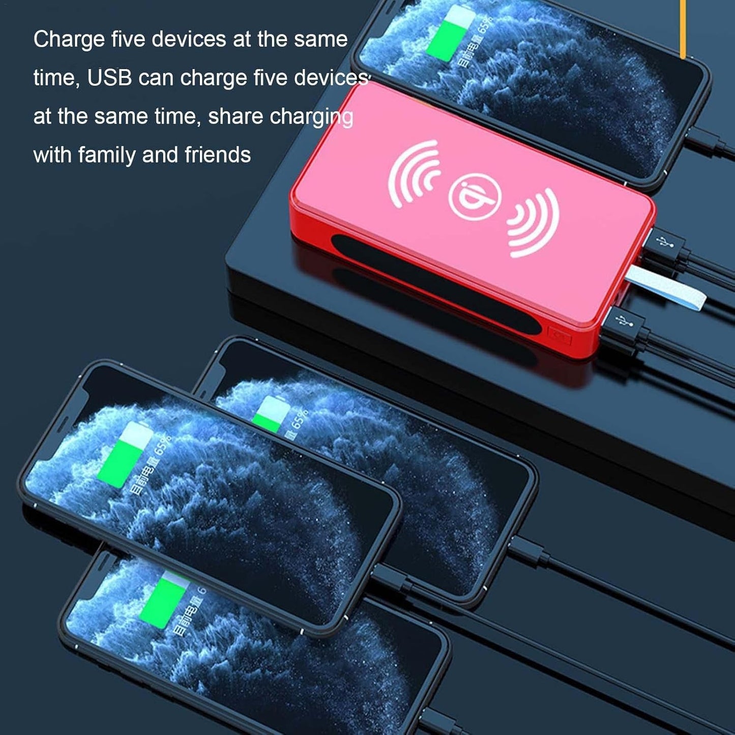 Solar Charger | 50000 mAh Wireless Mobile Charger with Lanyard - Waterproof and Drop-Resistant Travel Essentials for Business, Travel,Camping and More Kuitgh