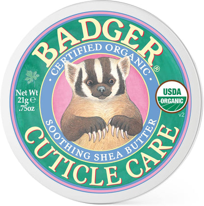 Badger - Cuticle Care, Soothing Shea Butter Cuticle Balm, Certified Organic, Nourish and Protect Cuticles and Nails, Fingernail Care, Protect Dry Splitting Cuticles, 0.75 oz