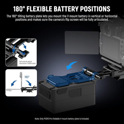 NEEWER V Mount Battery Plate with Arca Type Quick Release Plate, Foldable V Lock Mounting Adapter for NEEWER PS099E, Compatible with Camera Cage Video Rig Accessories DJI RS4 RS3 Gimbal, PS015 PRO