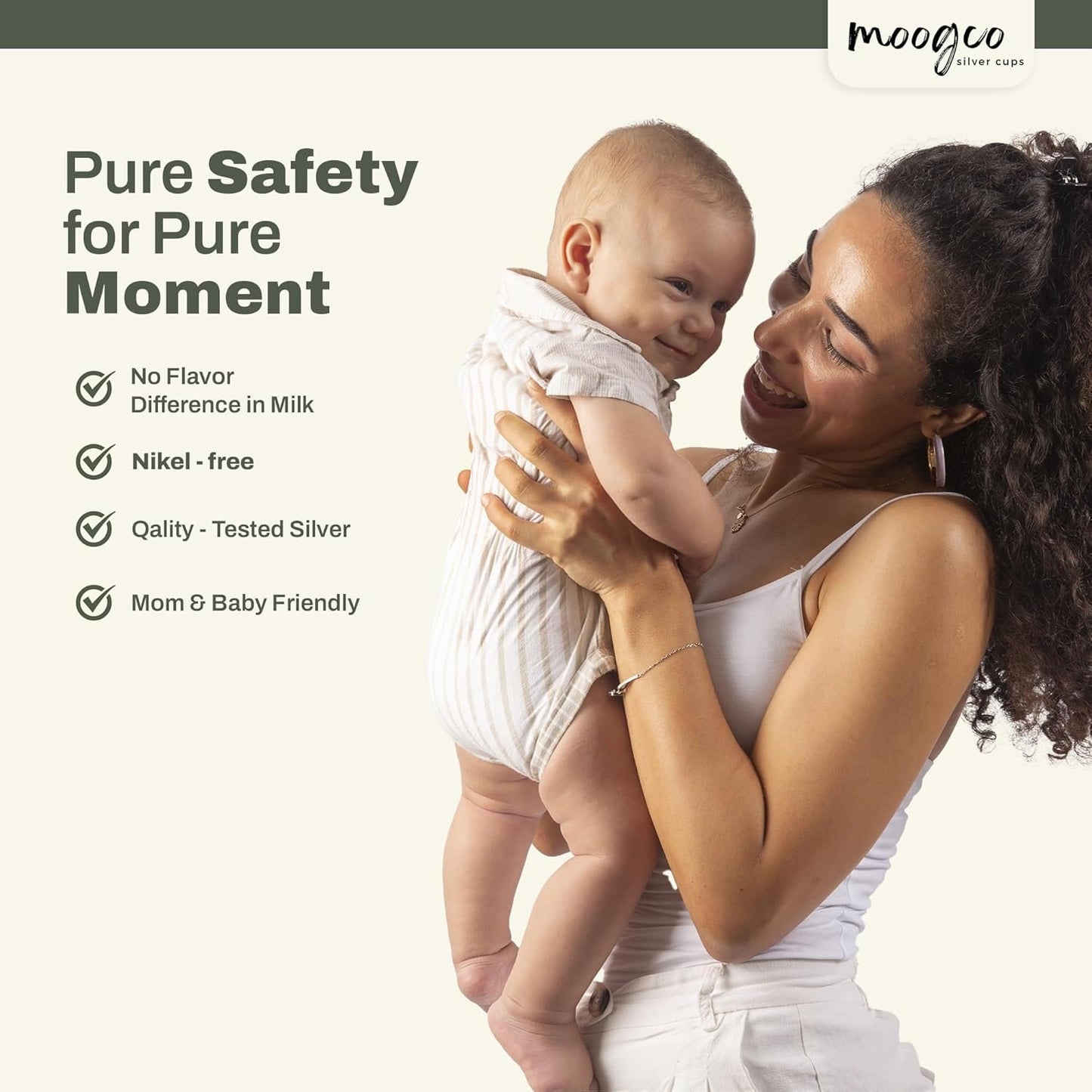 Moogco The Original Silver Nursing Cups - Nipple Shields for Nursing Newborn - Newborn Essentials Must Haves - Nipple Covers Breastfeeding - 925 Silver