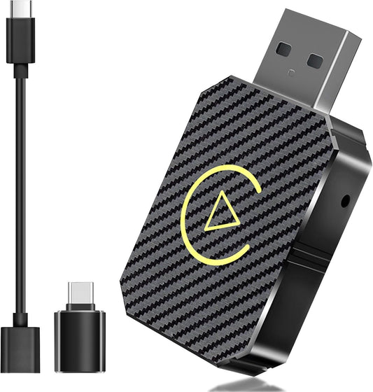 Wireless CarPlay Adapter for Apple iPhone, No Lag for Convert Wired to Wireless CarPlay Adapter from iOS10+, Mini Size with Extension Cable USB & USB-C/Type-C, Compatible for Cars from 2017