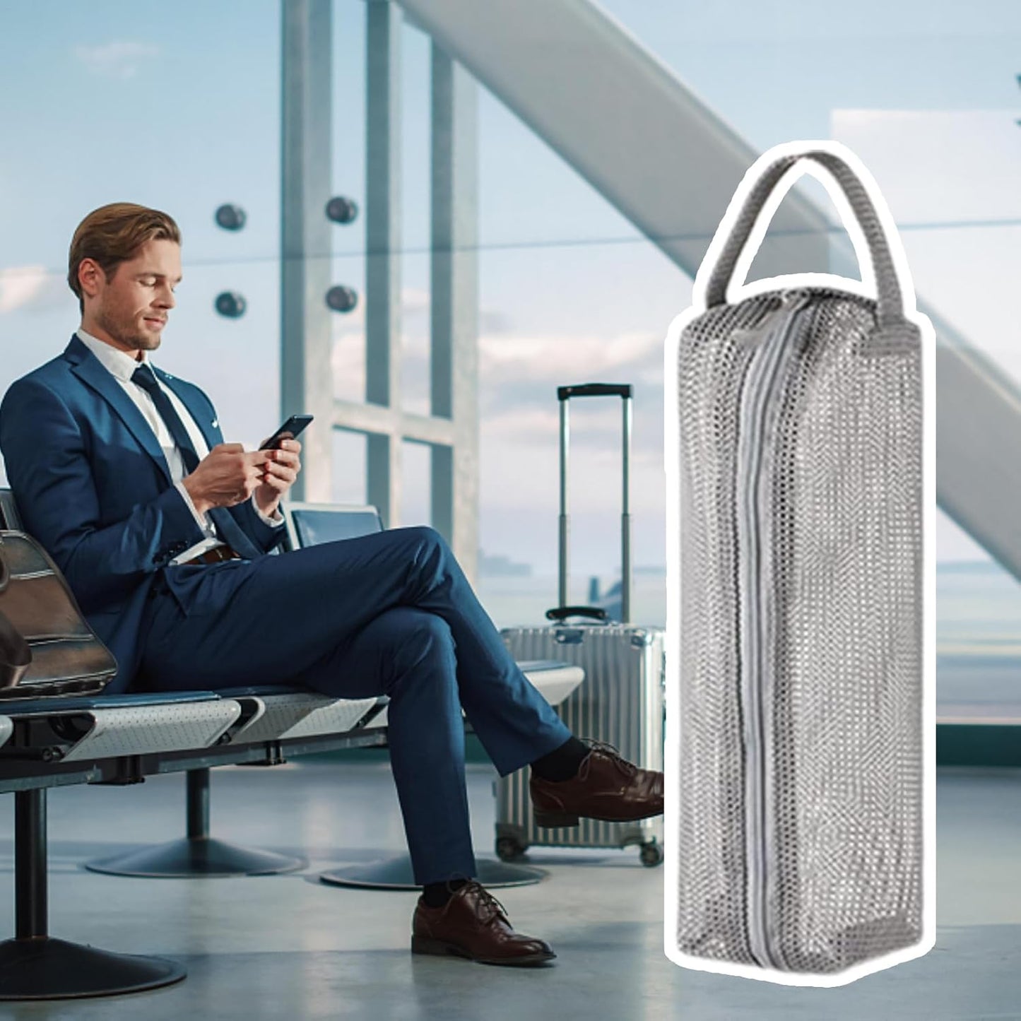 Générique Travel Toiletry Bag, Portable Toothbrush Pouch, 9,06 x 2,56 x 2,17 pollici Multi-Functional Toiletry Organizer, Compact Design, Mesh Hygiene Kit per vacanze, palestra, ospedale e aiplane