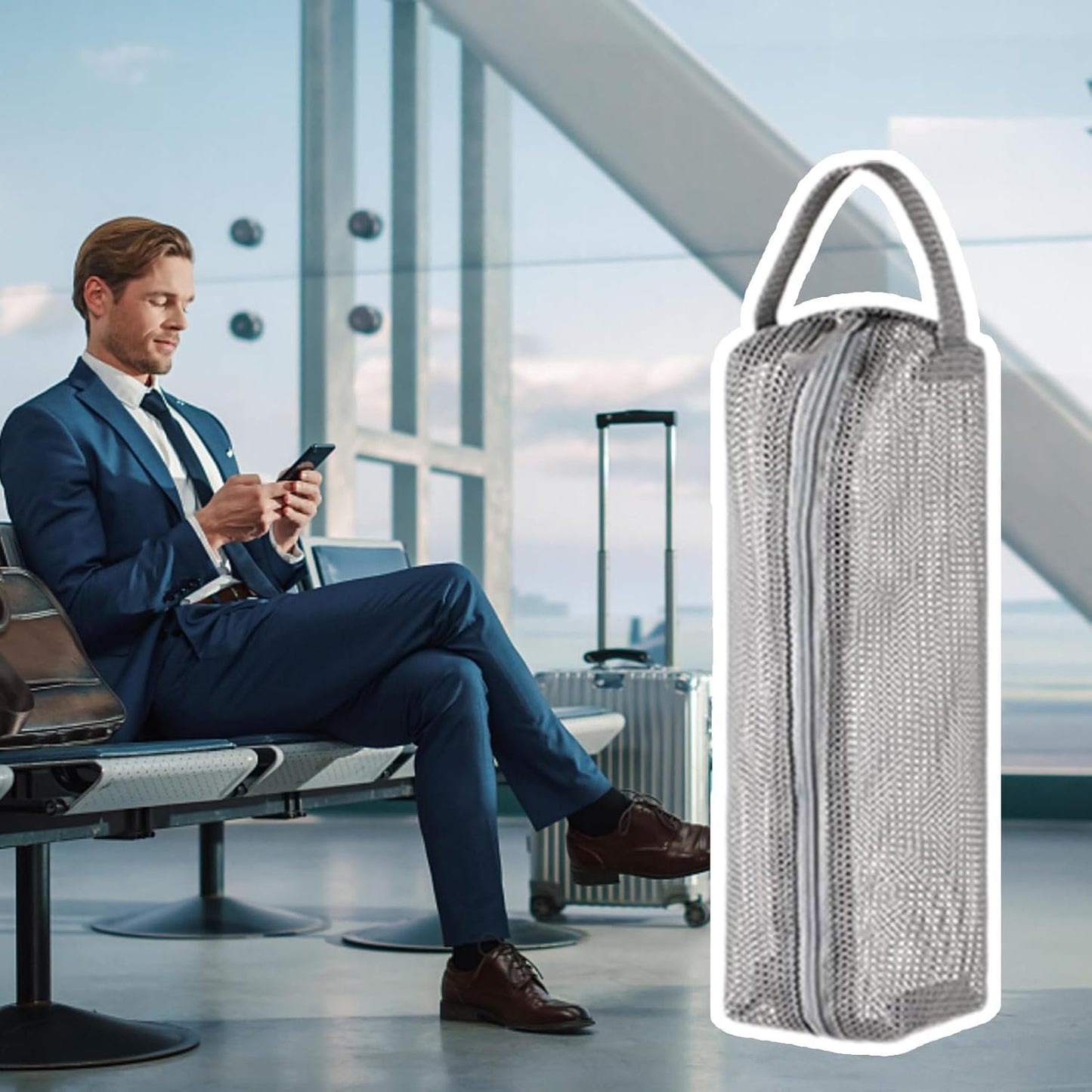 GÃ©nÃ©rique Travel Toiletry Bag, Portable Toothbrush Pouch, 9.06x2.56x2.17 inches Multi-Functional Toiletry Organizer, Compact Design, Mesh Hygiene Kit for Vacation, Gym, Hospital and Aiplane, Grey, Se