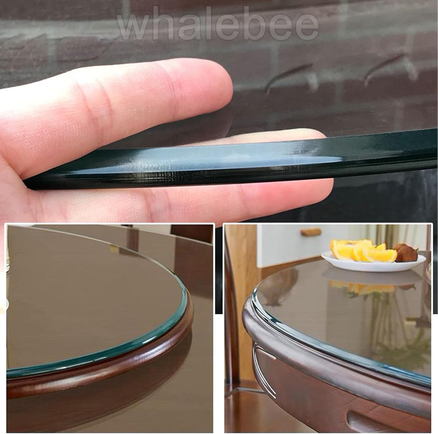Tempered Glass Round Tabletop 7 mm Thick, Ø 45 – 100 cm, non slip pads, lucidati Edges, Perfect for Coffee Tables, Dining Tables, Durable Protection for Furniture