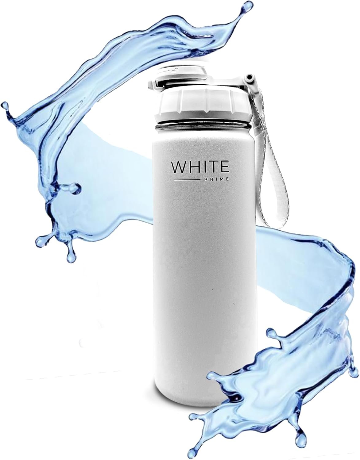 WHITE Prime | 18 oz Water Bottle | Wide Mouth | Drinkware Flasks