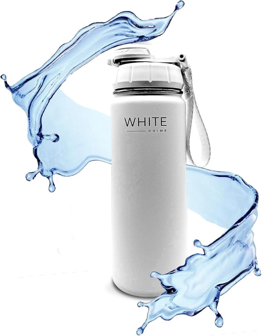 WHITE Prime | 18 oz Water Bottle | Wide Mouth | Drinkware Flasks