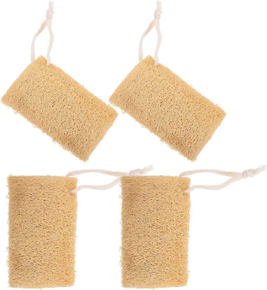 VALICLUD 4Pcs Natural Loofah Scrubber Dish Washing Tool Soft Absorbent Cleaning Sponge for Kitchen Use