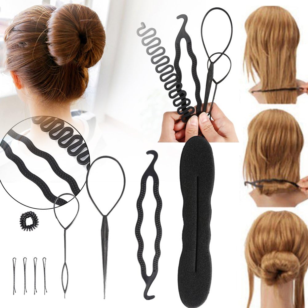 Hair Bun Maker Design Styling Tools DIY Accessories Hair Accessories - Hairdress Modelling Tool Kit Set Magic Simple Fast Spiral Braids Tool for Girls
