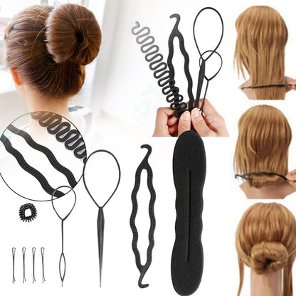 Hair Bun Maker Design Styling Tools DIY Accessories Hair Accessories - Hairdress Modelling Tool Kit Set Magic Simple Fast Spiral Braids Tool for Girls
