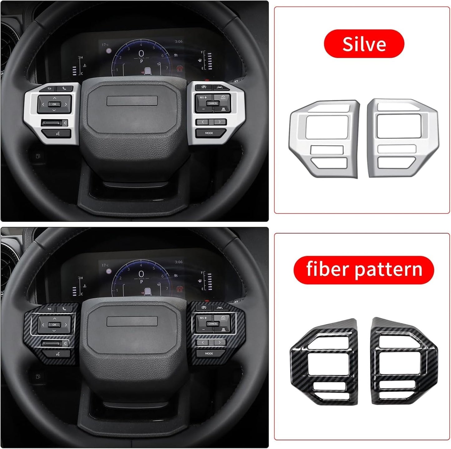 Steering wheel U-frame decoration is suitable for 2024 2025 Toyota Land Cruiser 250 1958 Prado LC250 J250 interior modification accessories (Carbon Fiber Button Sticker)