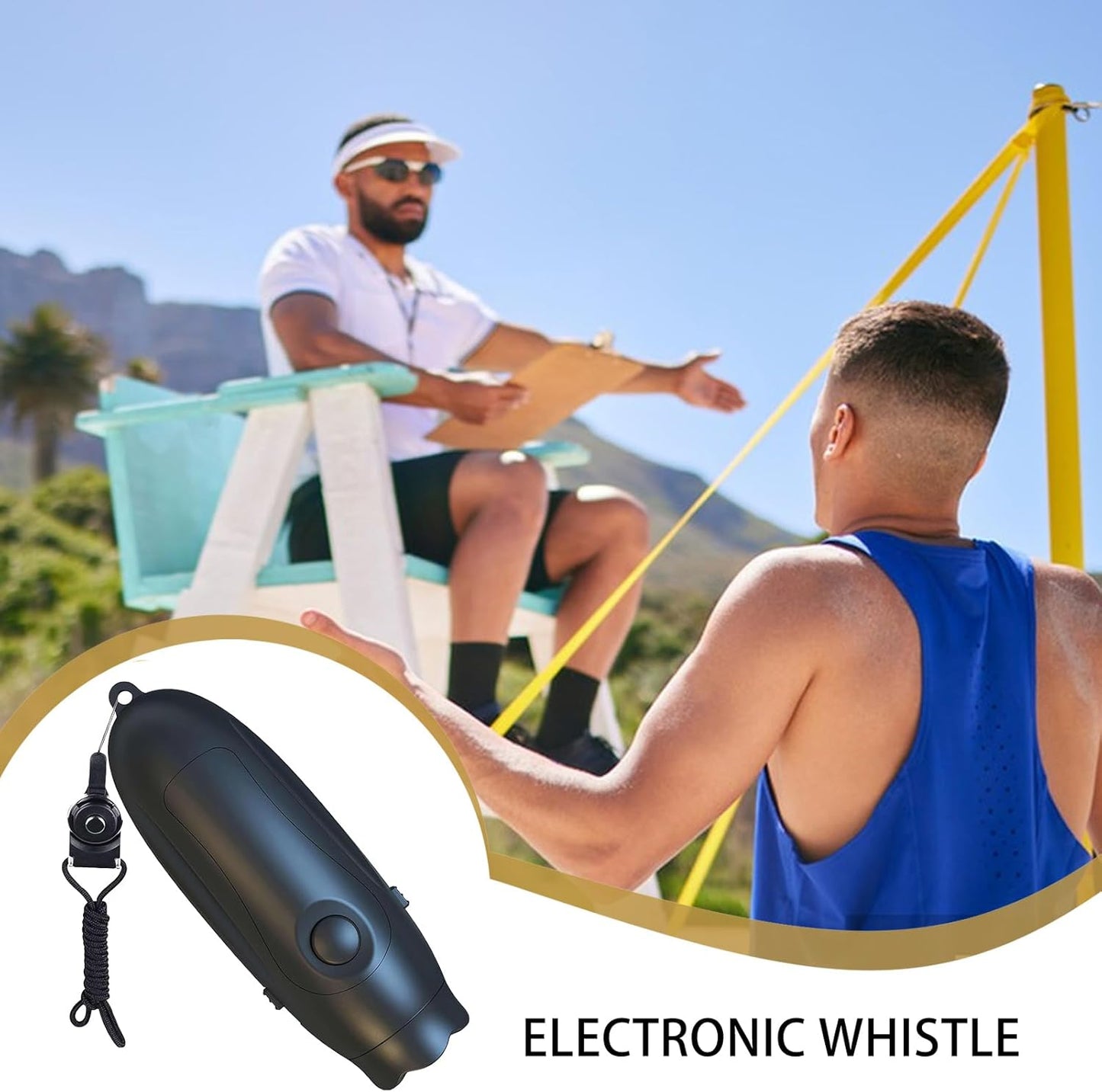 Electric Whistle, Safety Sports Whistle, 3 Tone Adjustable Sound, Ricaricabile con cordino, Alert Alert Tool for Coaching Outdoor Events, Black/Blue