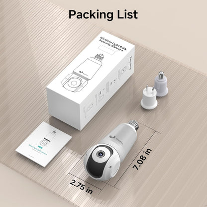 2K Light Bulb Security Camera Outdoor, 5G&2.4G WiFi Wireless Cameras for Home Security with Adjustable LED Lights, IPX6 Waterproof, 360° Motion Tracking and AI Human Detection -1 Pack