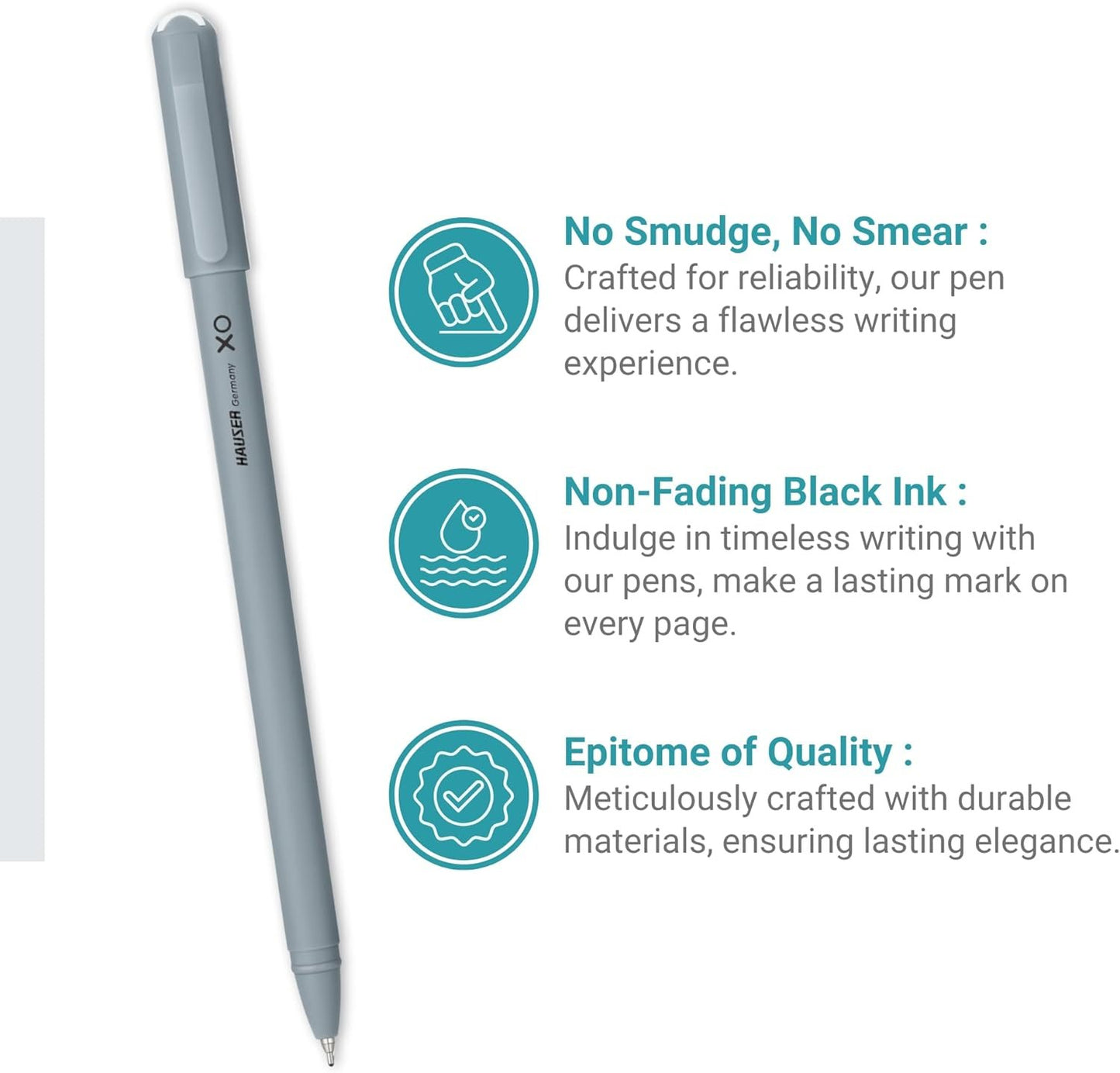 HAUSER XO Black Ballpoint Pens 50 Pc, 1.00 MM Bold Matte Pens, Back To School Supplies, Office Pens, Desk Essentials, Education Supplies & Craft Supplies.