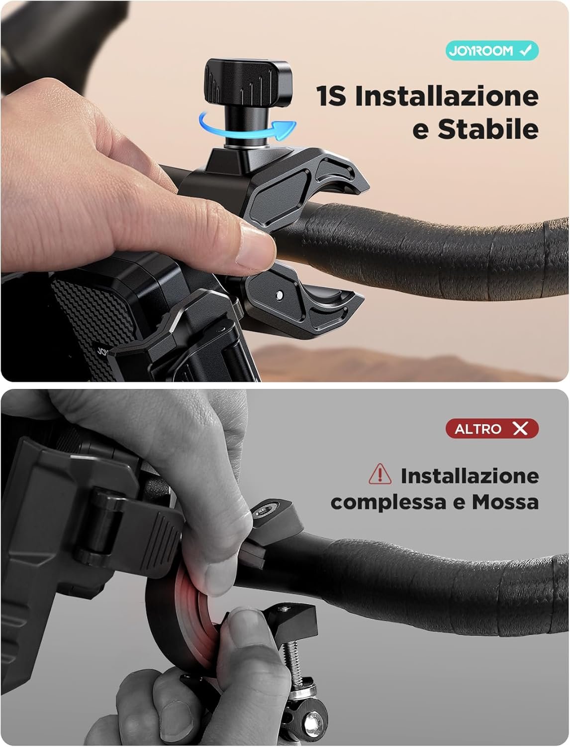 JOYROOM 2025 Anti-Vibration Motorcycle Phone Holder, Bike Phone Holder Handlebar 360° Rotation, Universal Motorcycle Cell Phone Holder for iPhone 16 15 14 Pro Max, Samsung S24 S23 Ultra, 4.7-7 Inch