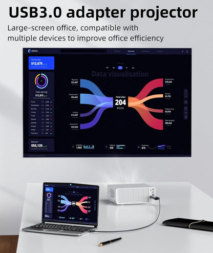 USB to HDMI Cable, Built-in Drivers, 6FT USB A to HDMI Male Cable HD 1080P Monitor Converter Cord with Audio for Desktop, Laptop, Monitor, Projector, HDTV Compatible with Windows 8/8.1/10/11